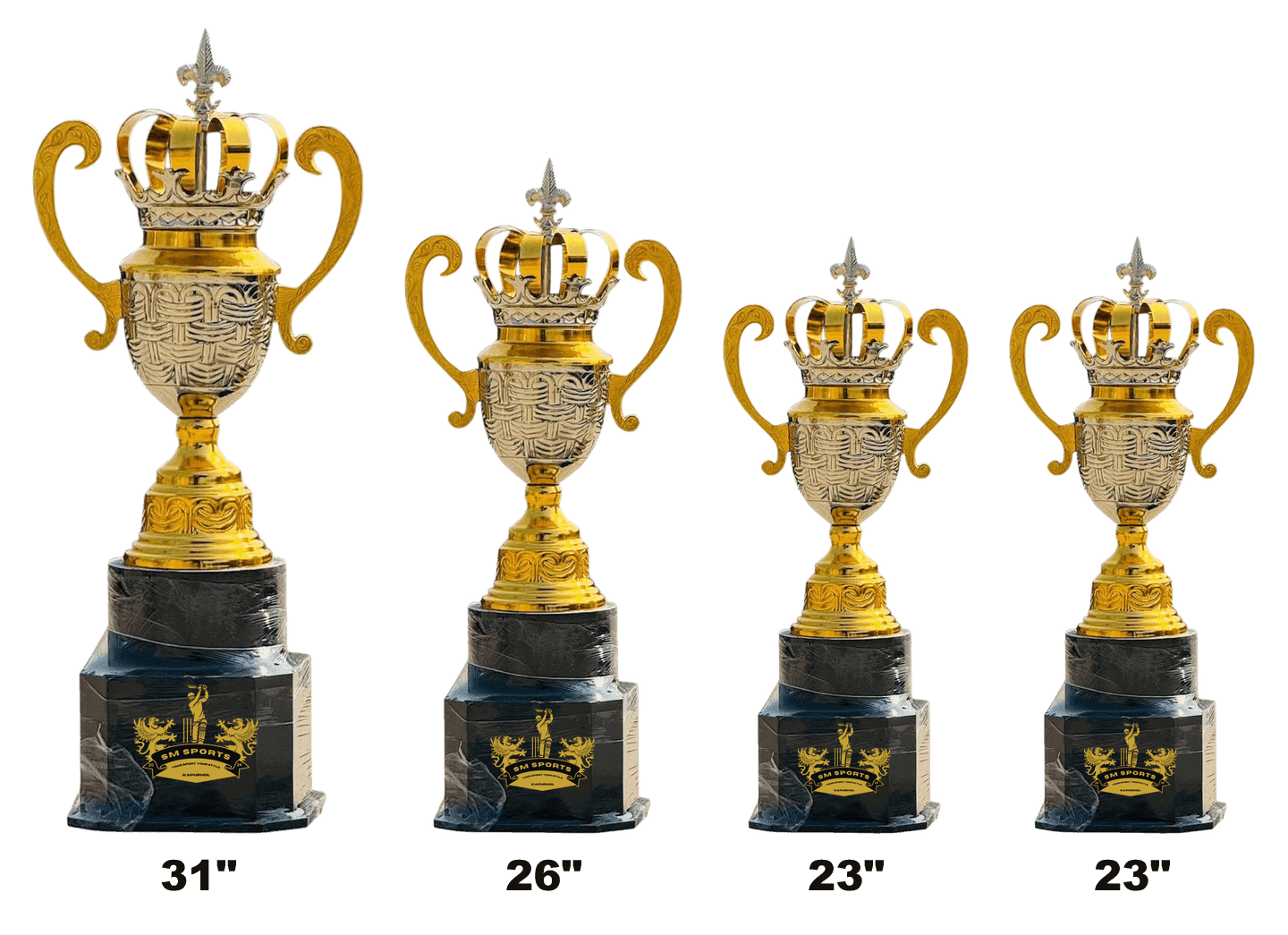 Royal Crest Cup 774 - mockup showing a club crest on each black base